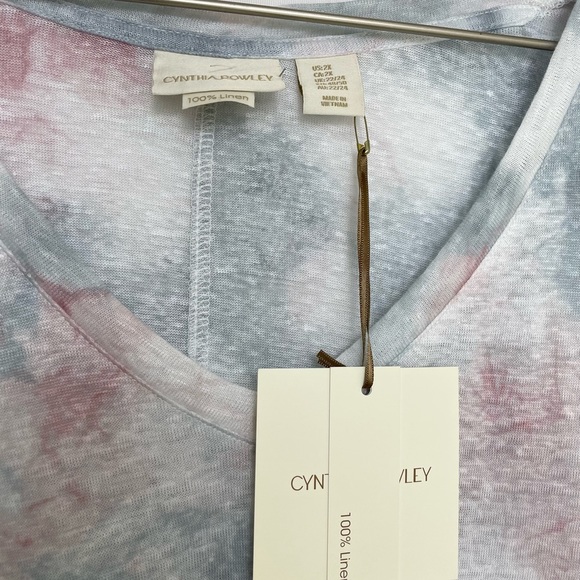 NWT Cynthia Rowley 100% Linen Scoop Neck Tie Dye Top Shirt Size 2X - Picture 4 of 6